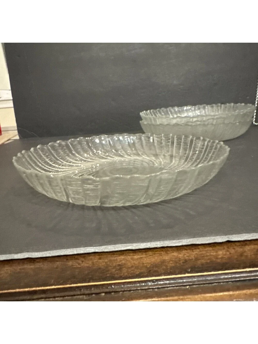 Arcoroc (4) Seabreeze Swirl Coupe Salad Plates Clear Glass 7 7/8” Wide USA